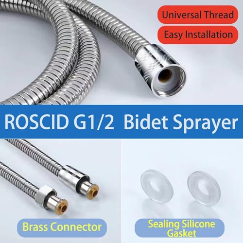 Roscid Handheld Bidet Sprayer Set, Toilet Bidet Attachment with 3-Way Faucet Diverter Bathroom Bidet WC Spray with 2M Hose, Used for Cleaning Sink, Bathroom Corner, Toilet, Personal Hygiene - Image 3