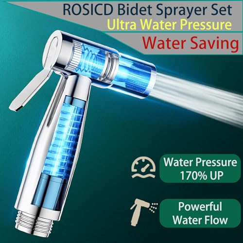 Roscid Handheld Bidet Sprayer Set, Toilet Bidet Attachment with 3-Way Faucet Diverter Bathroom Bidet WC Spray with 2M Hose, Used for Cleaning Sink, Bathroom Corner, Toilet, Personal Hygiene - Image 2