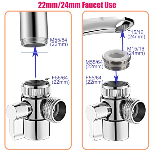 Roscid Handheld Bidet Sprayer Set, Toilet Bidet Attachment with 3-Way Faucet Diverter Bathroom Bidet WC Spray with 2M Hose, Used for Cleaning Sink, Bathroom Corner, Toilet, Personal Hygiene - Image 4