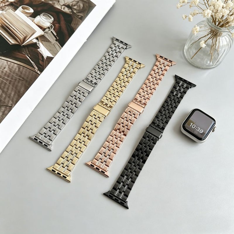 Rose Golden Rhinestone Metal Band For Women Apple Watch 42 44 45 49mm - Image 3