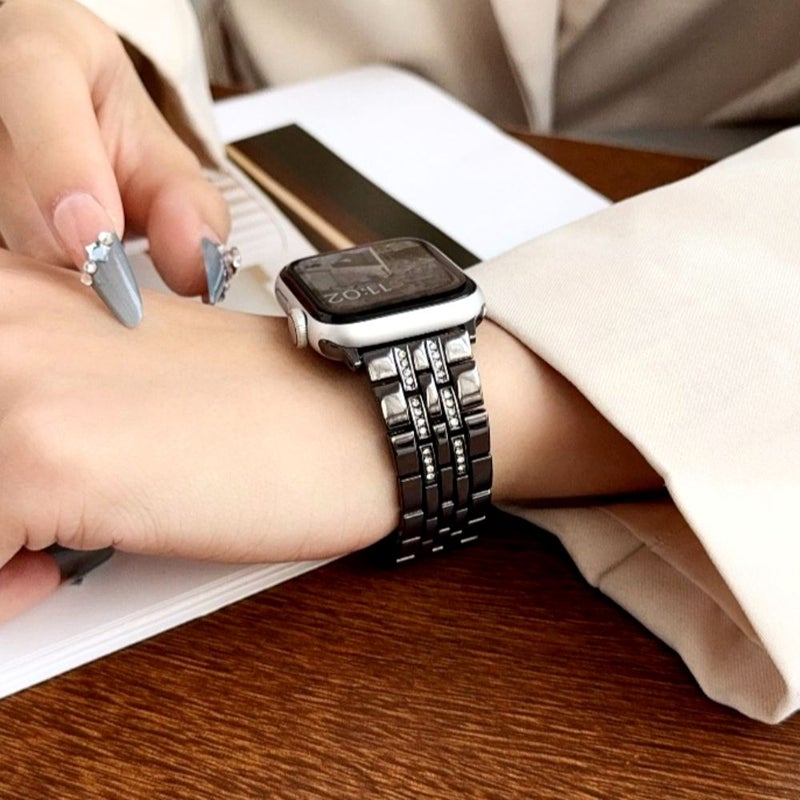 Rose Golden Rhinestone Metal Band For Women Apple Watch 42 44 45 49mm - Image 1