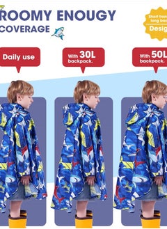 WAWSAM Lightweight Kids Rain Poncho Waterproof Kids Poncho Reusable Hooded Rain Jacket for Boys Girls  - Image 2