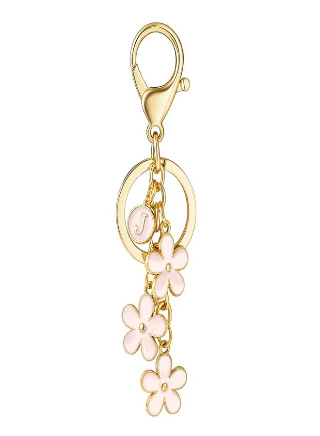 SELOVO Backpack Accessories Cute Flower Pink Keychain Letter J - Image 1