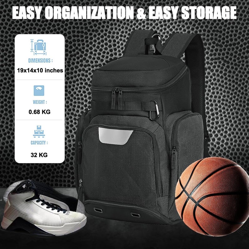 LARIPOP Basketball Backpack Large Sports Bag, Gym Bag with Ball Compartment and Shoe Compartment to Store Sports Shoes Water Bottles Laptops and Daily Necessities, Widely Used in Basketball, Soccer - Image 2