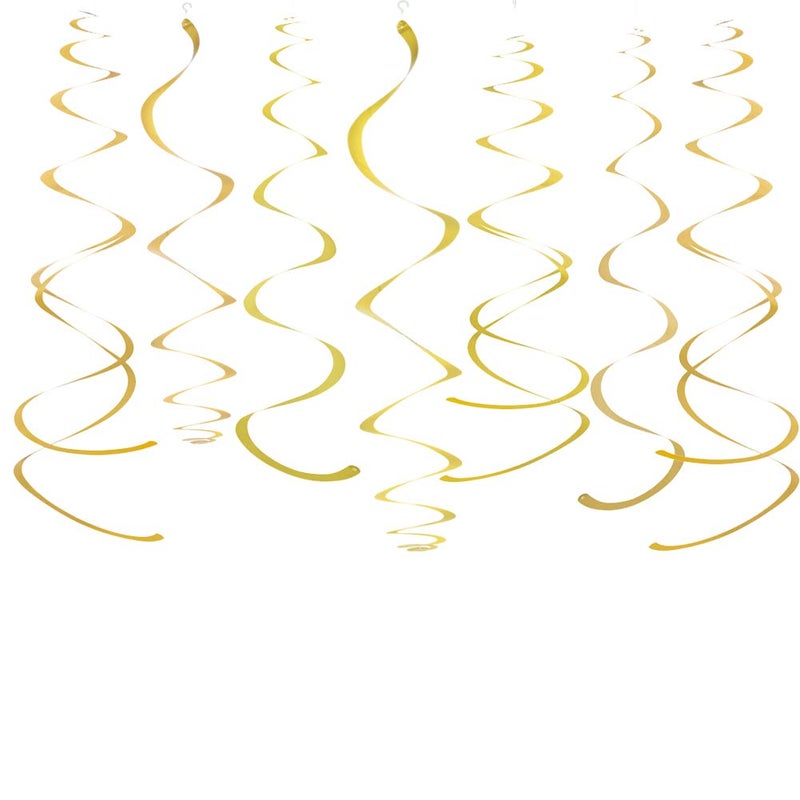 Gold Party Hanging Swirl Decorations Plastic Streamer for Ceiling Pack of 28