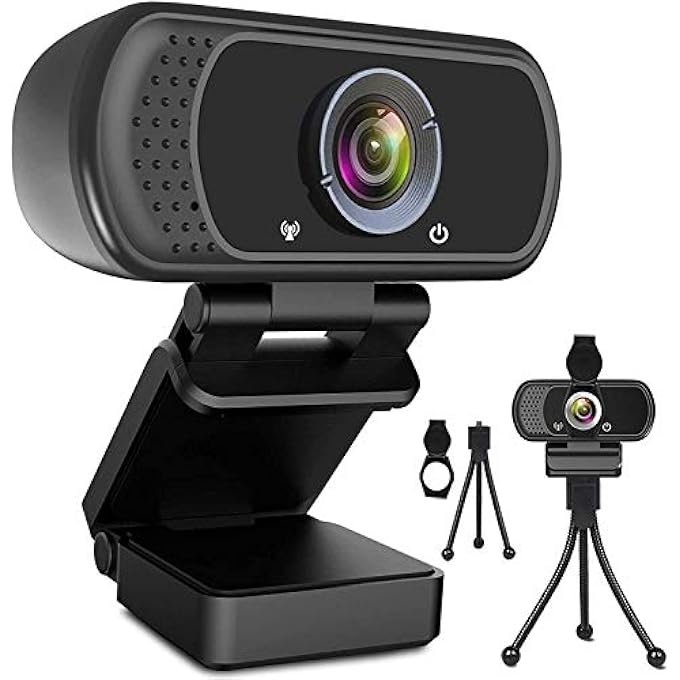 rayihni 1080P WEBCAM WITH MICROPHONE, HD WEBCAM WEB CAMERA WITH TRIPOD STAND, WIDESCREEN USB COMPUTER CAMERA, STREAMING MIC WEBCAM FOR ONLINE CALLING/CONFERENCING, ZOOM/SKYPE/FACETIME/YOUTUBE, LAPTOP/DESKTOP - Image 1