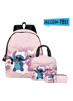 New Cartoon Stitch Backpack School Bag Children's Lunch Bag Pencil Bag Three-Piece Set For Primary And Secondary School Students 30*40*17cm