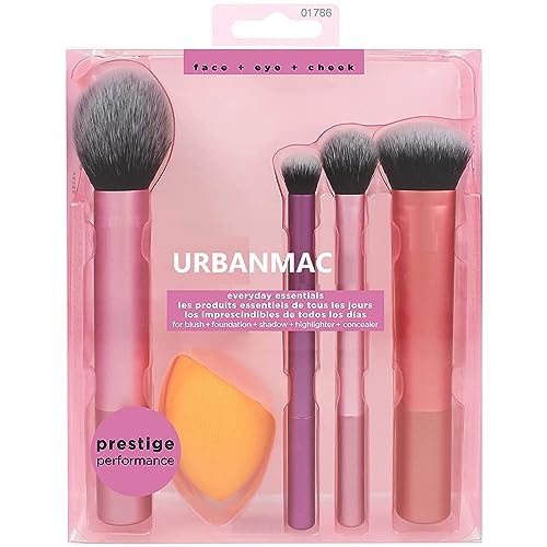 URBANMAC Artist Essentials Complete Face Makeup Brush Set for Makeup Artist Inspired Looks, 5 Count (Pack of 1) MULTICOLOR - Image 1