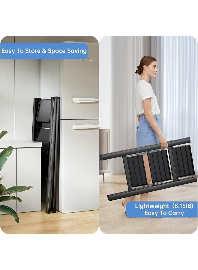 Taimi Aluminum 3-Step Folding Ladder with Wide, Anti-Slip Footrests - Lightweight and Portable, Versatile Ladder for Home and Office, Durable and Safe, Holds up to 150 kg - Black - Image 4