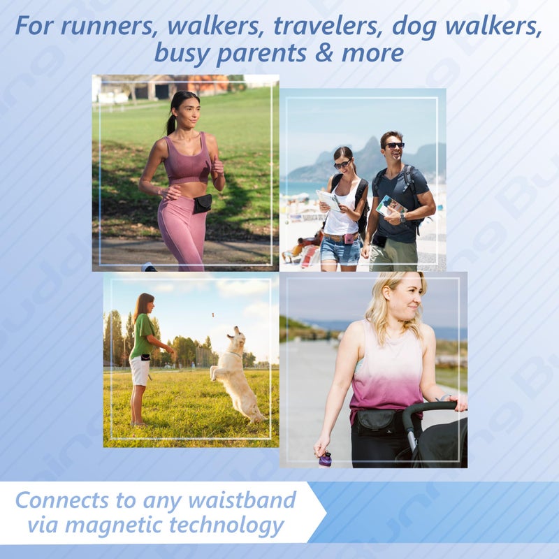 Running Buddy Running Fanny Pack - 6.5 x 4 in, Mini Plus Black - No-Bounce Magnetic Running Phone Holder - Water-Resistant Waist Bag for Men & Women - Image 3