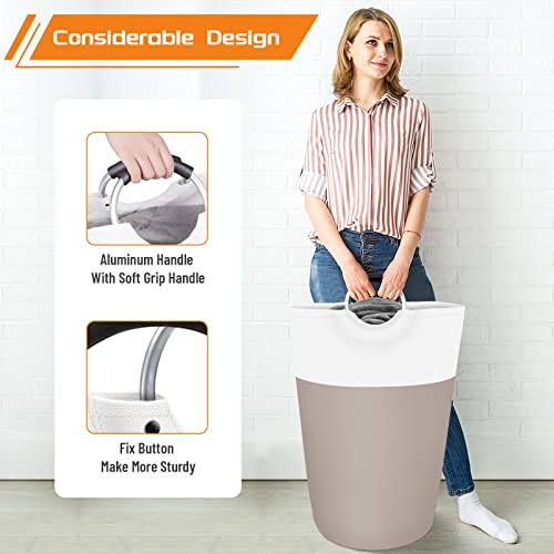 BlissTotes 90L Laundry Basket, Freestanding Laundry Hamper, Collapsible Dirty Clothes Hamper, Waterproof Fabric with Foam Protected Aluminum Handles for College, Dorm, Family (Brown) - Image 5