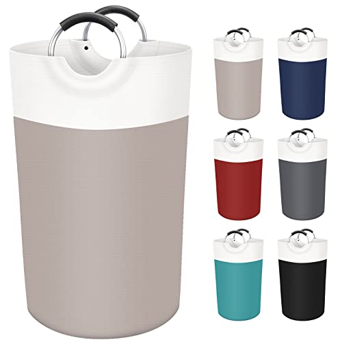 BlissTotes 90L Laundry Basket, Freestanding Laundry Hamper, Collapsible Dirty Clothes Hamper, Waterproof Fabric with Foam Protected Aluminum Handles for College, Dorm, Family (Brown) - Image 1