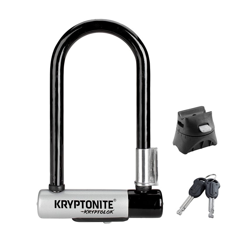 كريبتونيت Kryptonite Kryptolok Mini-7 Bike U-Lock شديد التحمل مضاد للسرقة دراجة U Lock 12.7 مم تكبل مع دعامة تثبيت ومفاتيح قفل أمان عالي للدراجات والدراجات البخارية - Image 1