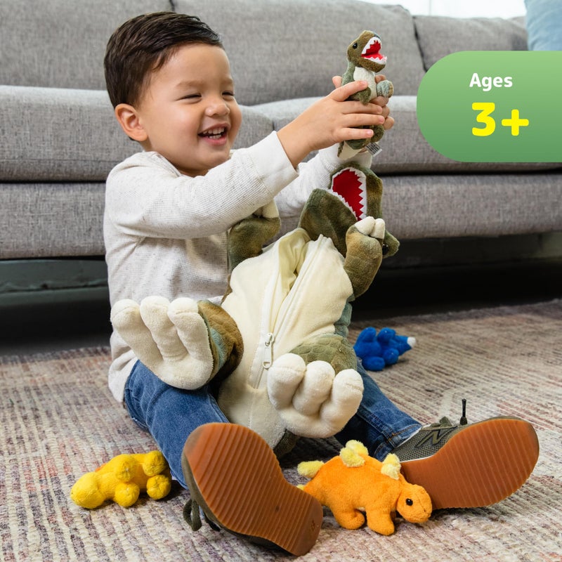 PREXTEX Dinosaur Stuffed Animal Set - Mommy T-Rex with 5 Plush Baby Dinosaurs Inside - Soft Dinosaurs Plush Toys for Kids 3 and Up - Portable Dinosaur Pillow Gift for Boys and Girls - Zipper Storage - Image 4