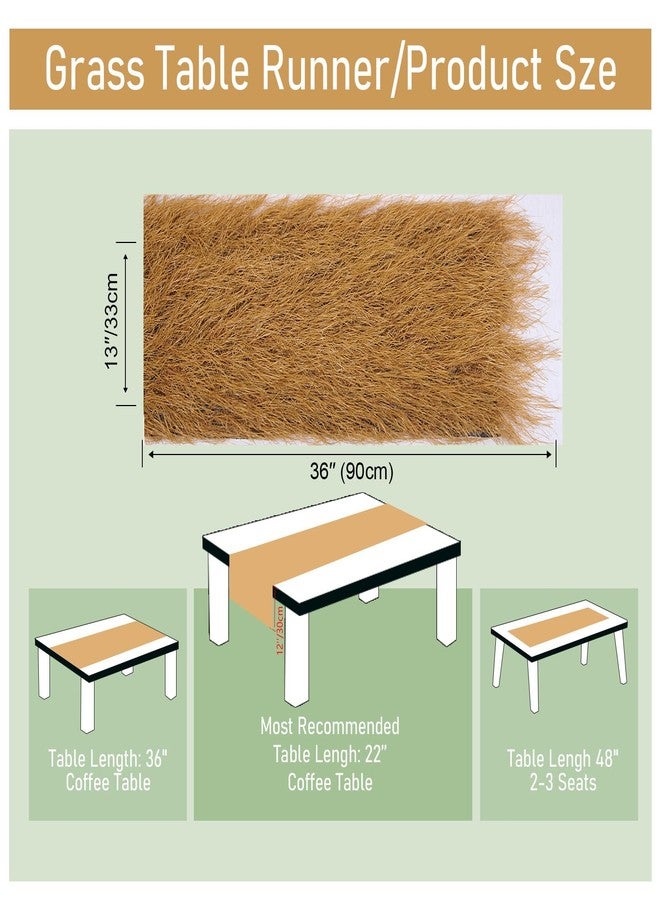 VIJIV Faux Grass Thatch Straw Table Runner Outdoor, 13" x 72" Fake Grass Hay Stacks Table Centerpieces Party Decorations for Modern Farmhouse, Western Themed Cowboy Decor, Home Rustic Decor - Image 5
