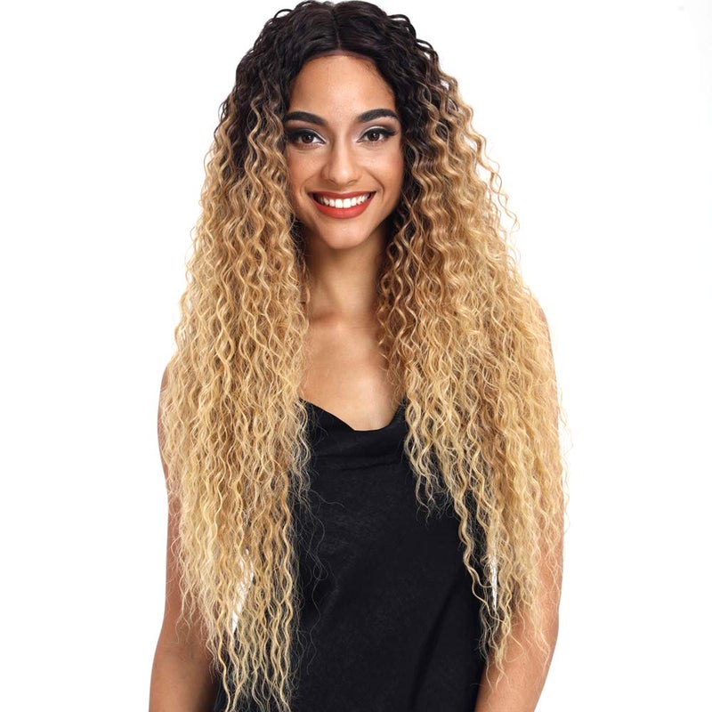 Joedir Lace Front Wigs Ombre Blonde 28 Long Small Curly Wavy Synthetic Wigs For Black Women 130 Density Wigs ombre blond