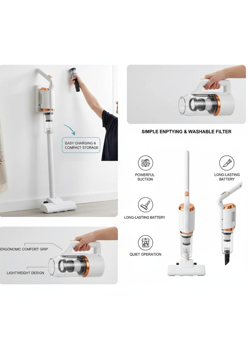 جليفار مكنسة كهربائية محمولة لاسلكية 3 في 1 - مكنسة كهربائية خفيفة الوزن مزودة بأدوات تنظيف الشقوق والفرشاة - بطارية قابلة لإعادة الشحن، شفط قوي للمنزل والسيارة وشعر الحيوانات الأليفة والأرضيات الصلبة - Image 4