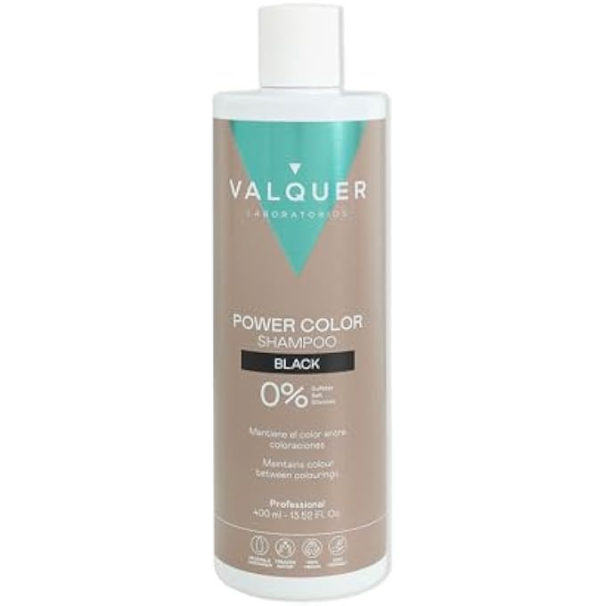 Valquer Laboratorios VALQUER PROFESIONAL SHAMPOO POWER COLOR DYED HAIR VEGAN AND SULPHATE FREE (BLACK HAIR) HAIR COLOUR ENHANCER - 400ML - Image 1