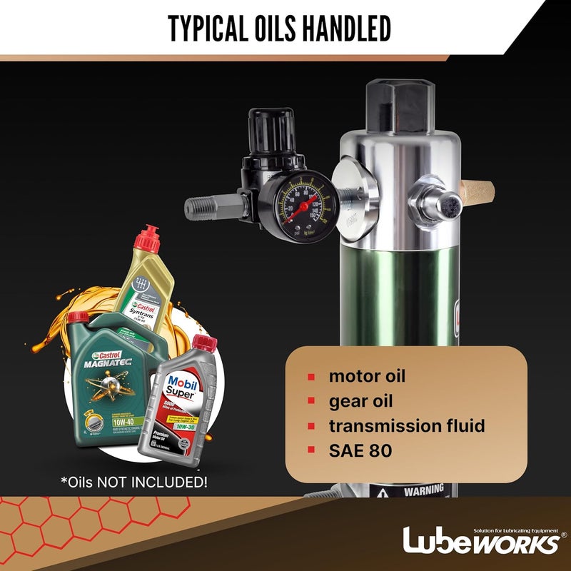 Lubeworks Air Operated Pneumatic Transfer Pump - Heavy Duty Double Action 1:1 High Flow Rate 8.5GPM / 32LPM for SAE80 Oils/Fluids - Image 5