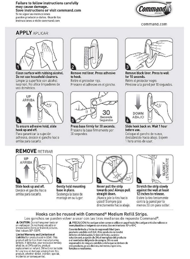 Command Command Plastic Designer Hooks BP1PTF, Medium, White, 4-Hooks  - Image 1