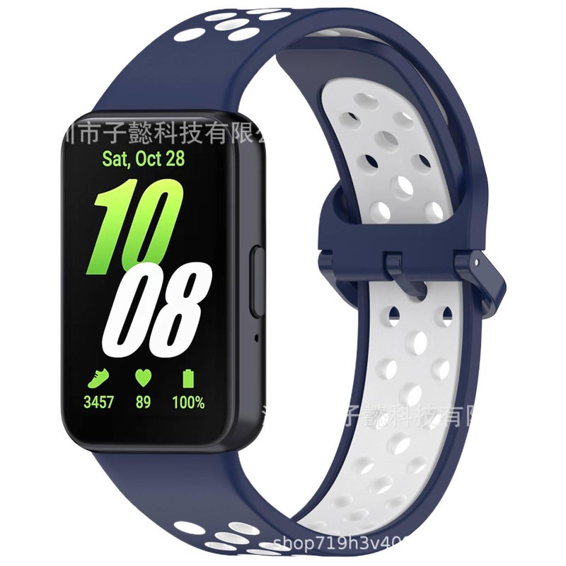 سوار ساعة ذكية رياضي من السيليكون متوافق مع Samsung Galaxy Watch بملاءمة قابلة للتعديل وحزام ناعم للاستبدال اليومي باللون أسود قابل للتعديل - Image 1