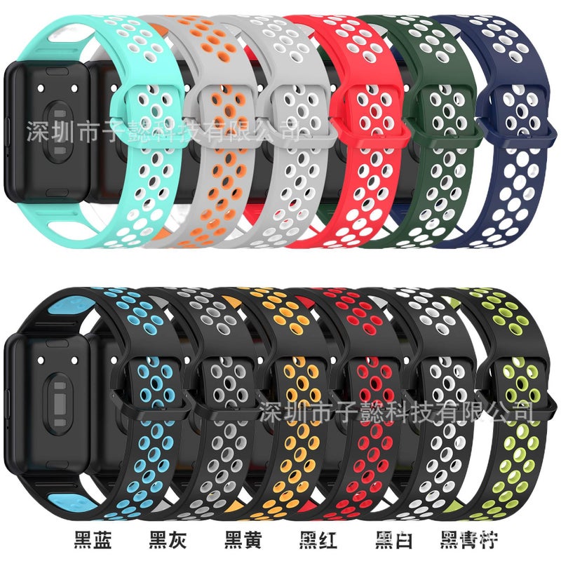 سوار ساعة ذكية رياضي من السيليكون متوافق مع Samsung Galaxy Watch بملاءمة قابلة للتعديل وحزام ناعم للاستبدال اليومي باللون أسود قابل للتعديل - Image 2