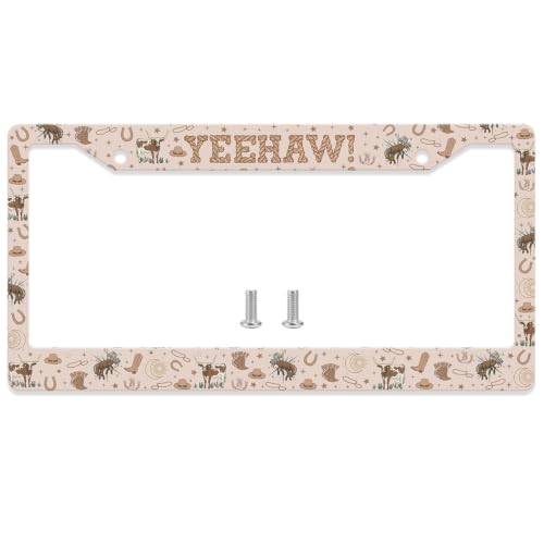 GENANY Cowgirl License Plate Frame License Plate Frames Western Car License Plate Cover Fits Standard US Vehicles Western Car Accessories Personalised Car Decorations for Women Men - Image 1