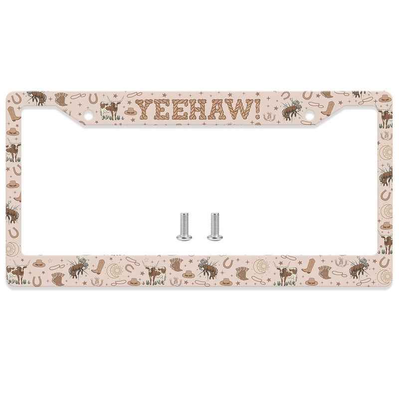 GENANY Cowgirl License Plate Frame License Plate Frames Western Car License Plate Cover Fits Standard US Vehicles Western Car Accessories Personalised Car Decorations for Women Men - Image 3