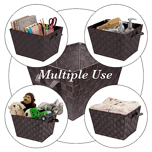 Simplify small Woven Strap Tote, Chocolate, small Tote - Image 3