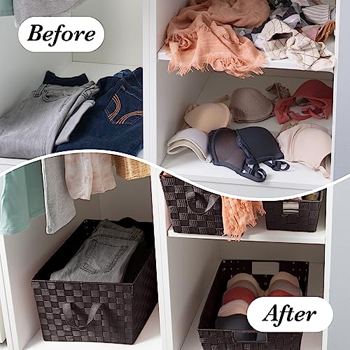 Simplify small Woven Strap Tote, Chocolate, small Tote - Image 4