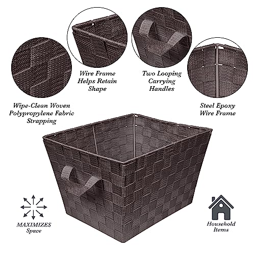 Simplify small Woven Strap Tote, Chocolate, small Tote - Image 2