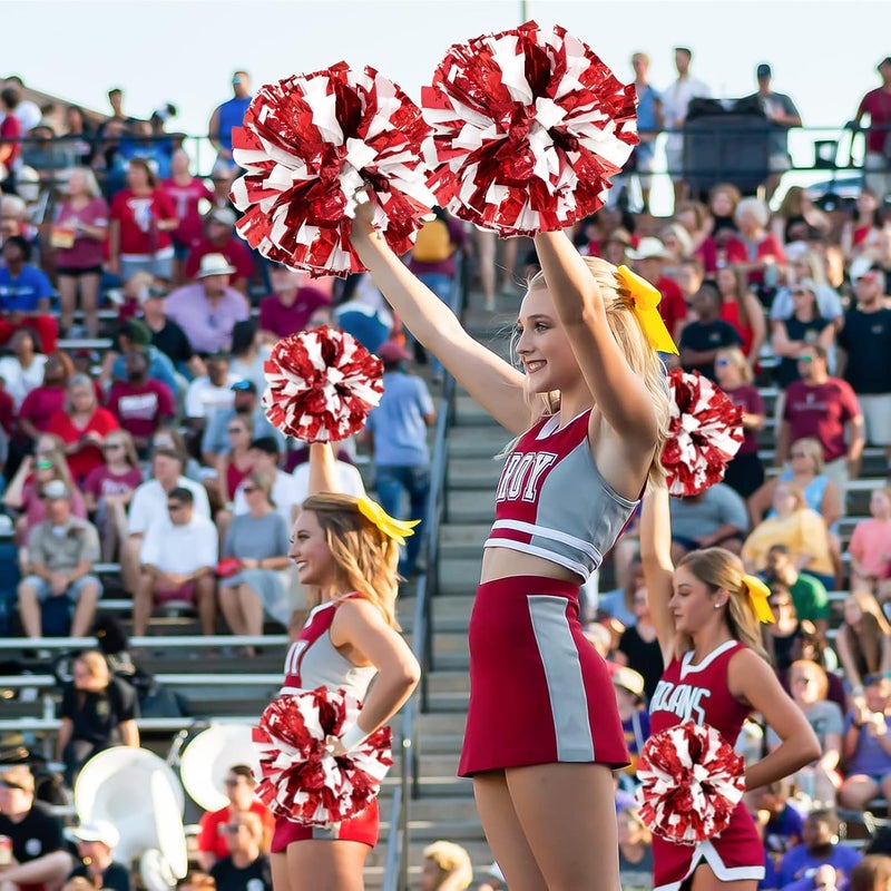 CREATIEE-PRO 4Pcs Metallic Cheerleading Pom Poms, Creatiee 2 Pair Cheerleader Cheering Squad Pompoms for School Sports Dance Games Team Spirit Cheer - Image 5