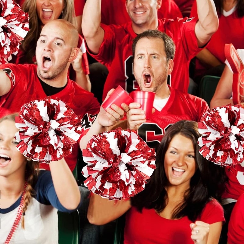 CREATIEE-PRO 4Pcs Metallic Cheerleading Pom Poms, Creatiee 2 Pair Cheerleader Cheering Squad Pompoms for School Sports Dance Games Team Spirit Cheer - Image 3