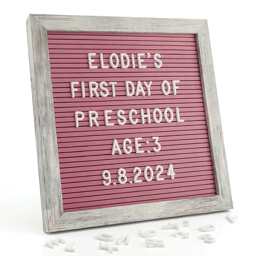 C CRYSTAL LEMON Rustic Hot Pink Felt Letter Board 10x10 Inches – 336 Changeable Letters, Numbers & Symbols – Message Board for Classroom, Home & Office - Image 1