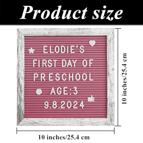 C CRYSTAL LEMON Rustic Hot Pink Felt Letter Board 10x10 Inches – 336 Changeable Letters, Numbers & Symbols – Message Board for Classroom, Home & Office - Image 5
