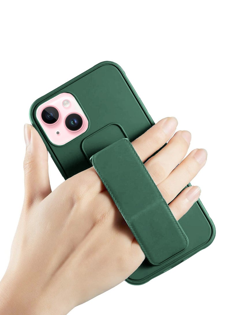 Wtech Hand Grip Foldable Magnetic Kickstand Wrist Strap Finger Grip With Built-In Iron Case Cover For Apple IPhone 15 2023 Dark Green - Image 2