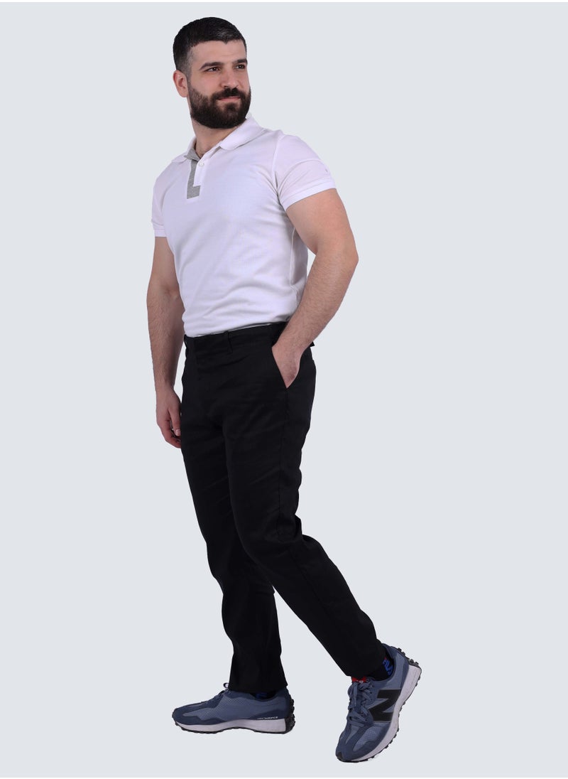 SELECTED - Men's Casual Flat Front Pant in Black - Image 1