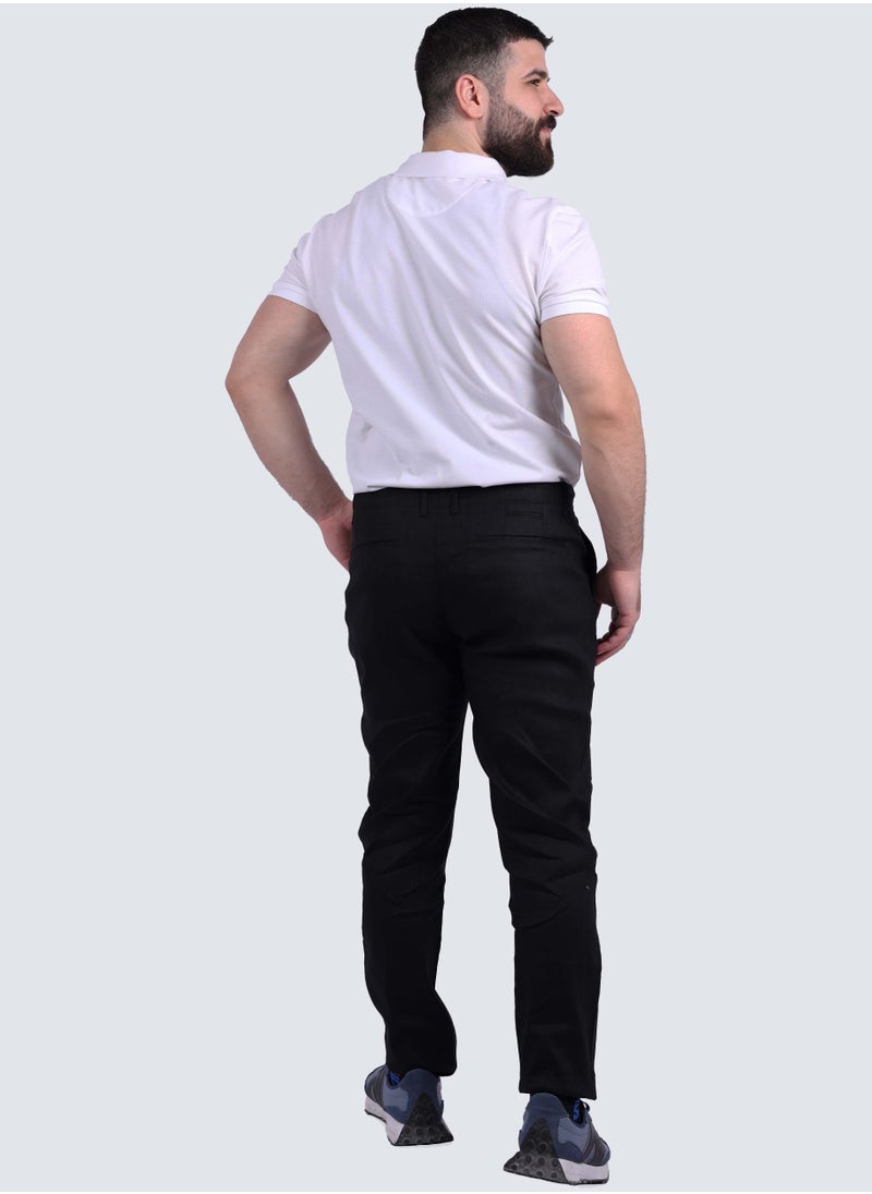 SELECTED - Men's Casual Flat Front Pant in Black - Image 1