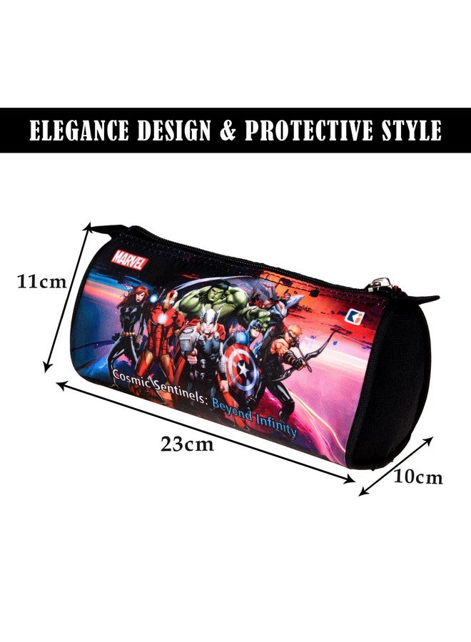 Kuber Industries Kuber Industries Pack of 2 Pencil Pouch | Multi-Purpose Travel Pouch | Kids Stationary Pencil Case | Pencil Utility School Pouches | Geometry Box | Marvel Avengers | Large | Black  - Image 3