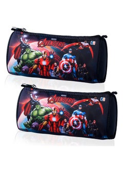 Kuber Industries Kuber Industries Pack of 2 Pencil Pouch | Multi-Purpose Travel Pouch | Kids Stationary Pencil Case | Pencil Utility School Pouches | Geometry Box | Marvel Avengers | Large | Black  - Image 1