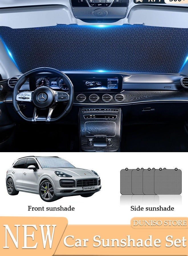 DUNISO 5-Piece Windshield Sunshade Set for SUV Car Window Shade Front Windshield Shades UV Rays Sun Visor Protector Easy to Use Fits Windshields Keep Car Cool - Image 1