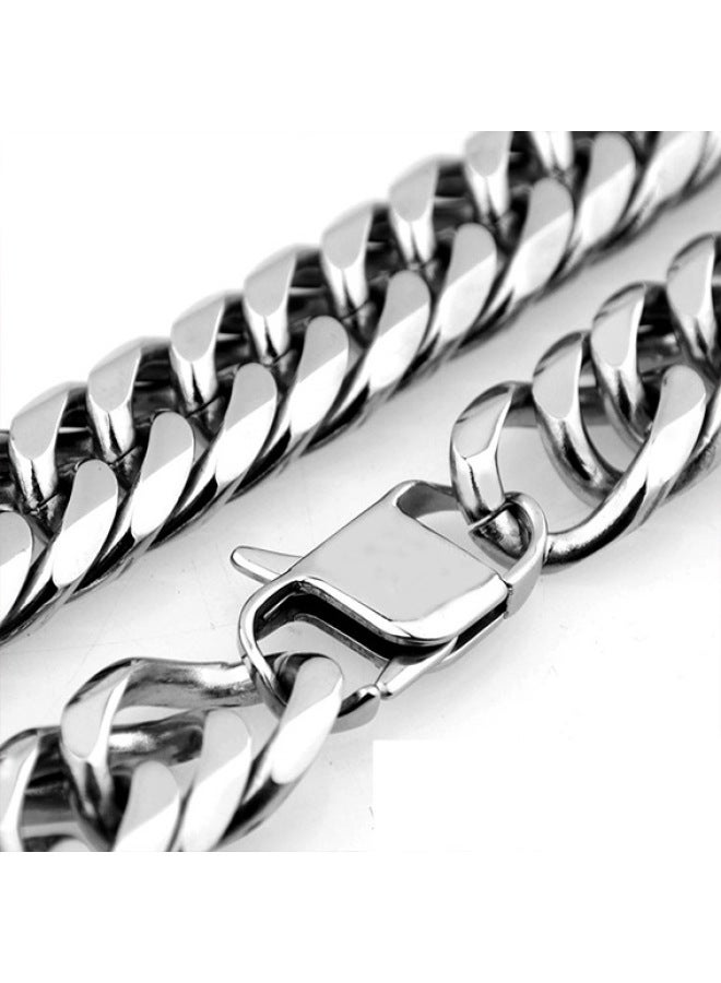 6/8/10/12/14mm Men's Titanium Steel Stainless Steel Double Buckle Six-sided Mill Necklace Thick Chain Cuban Chain Thick Chain