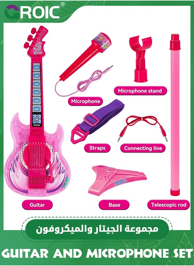 Guitar and Microphone Play Set for Girls,Karaoke Machine with Music&Light,Microphone Toys with Stand, Adjustable Height Guitar Toys for Kids, Toddlers, Child (Pink) - pzsku/Z17B41230893D971B55E4Z/45/_/1730448909/c2935957-ac0f-4e98-a710-85be753d14ed