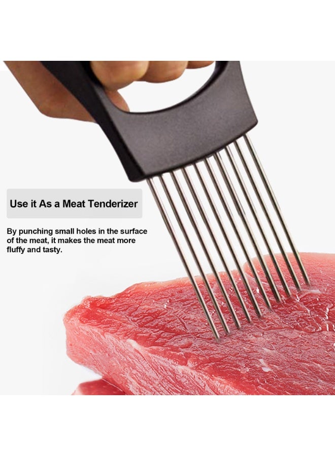 Onion Holder for Slicing, 3 Pieces Tomato Slicer, Stainless Steel Onion Chopper Veggie Cutter for Potato and Avocados, Food Slicer Assistant Tool, Useful Kitchen Gadgets Meat Tenderizer  - Image 5