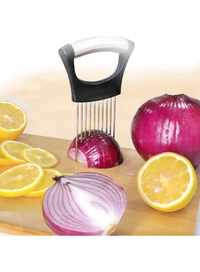 Onion Holder for Slicing, 3 Pieces Tomato Slicer, Stainless Steel Onion Chopper Veggie Cutter for Potato and Avocados, Food Slicer Assistant Tool, Useful Kitchen Gadgets Meat Tenderizer  - Image 3