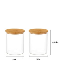 ARUZEN ARUZEN Dispenser Holder Glass Apothecary Jars Bathroom Canisters Vanity Jars Containers for Cotton Balls Swab Pads Round QTips Hair Ties Floss Small Things PACK OF 2  - Image 2