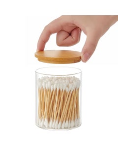 ARUZEN ARUZEN Dispenser Holder Glass Apothecary Jars Bathroom Canisters Vanity Jars Containers for Cotton Balls Swab Pads Round QTips Hair Ties Floss Small Things PACK OF 2  - Image 5