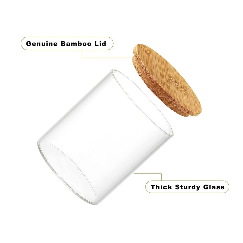 ARUZEN ARUZEN Dispenser Holder Glass Apothecary Jars Bathroom Canisters Vanity Jars Containers for Cotton Balls Swab Pads Round QTips Hair Ties Floss Small Things PACK OF 2  - Image 3