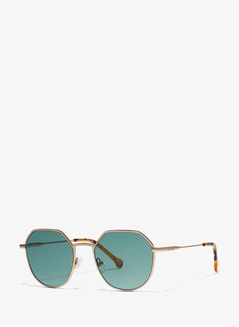 30Sundays 30Sundays TURN UP II,Men Sunglasses, Geometric Sunglasses, UV Protection: UV400 (Gold,Green)