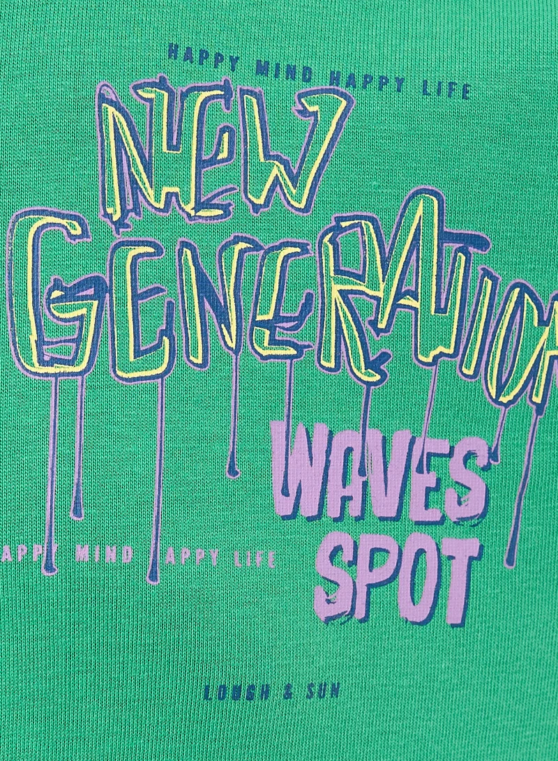 victor and jane Victor and Jane Boys Oversized T-shirt with Big Print on the Back - Green